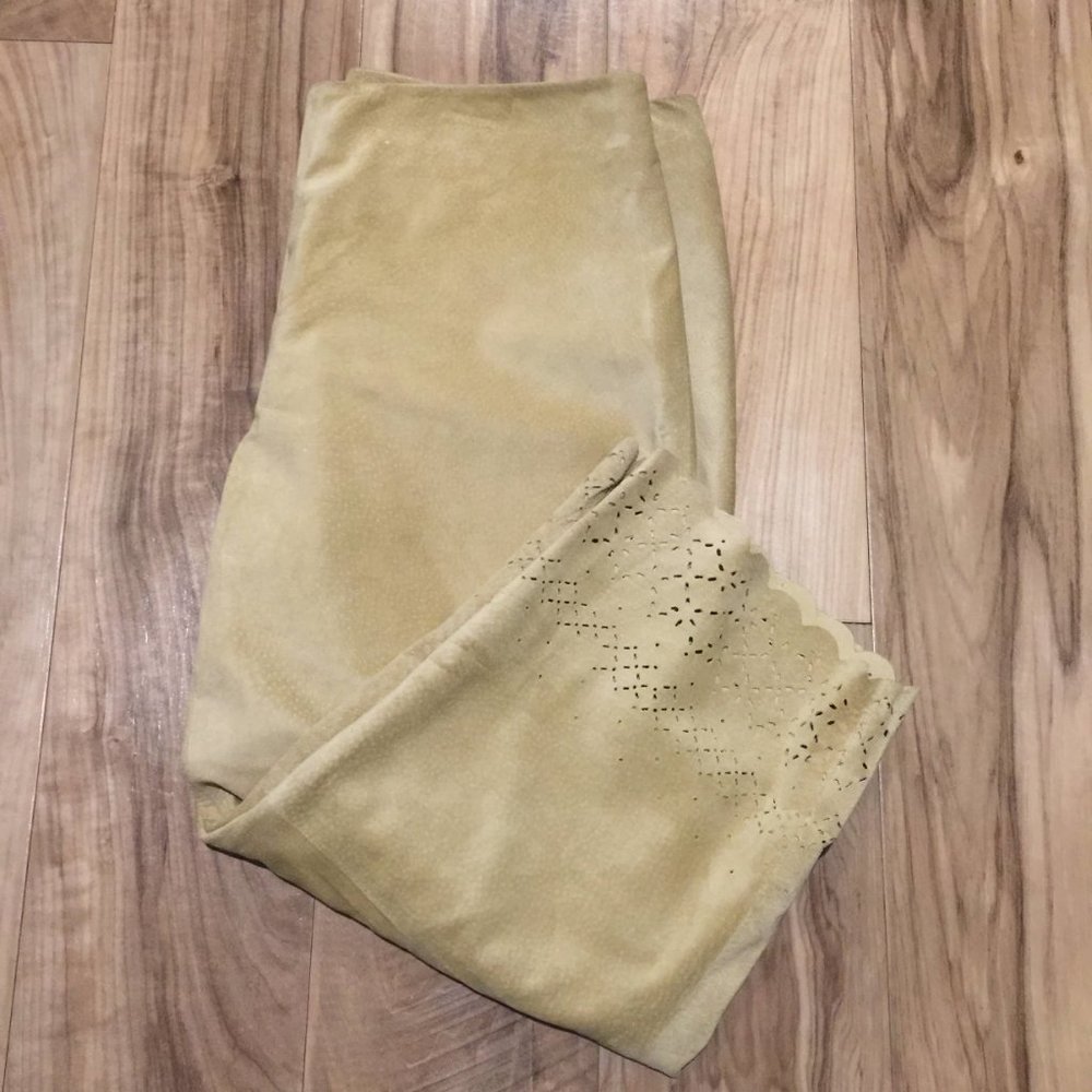NOS Vintage Express Suede Leather Cropped Pants Scalloped Hem 13/14 Western Boho